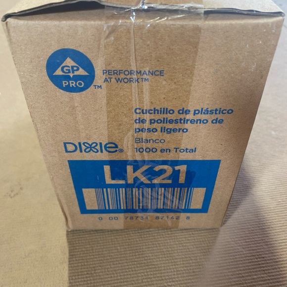 Dixie LK21 Light Weight Polystyrene Plastic Knife White 1000 Count NIB Sealed